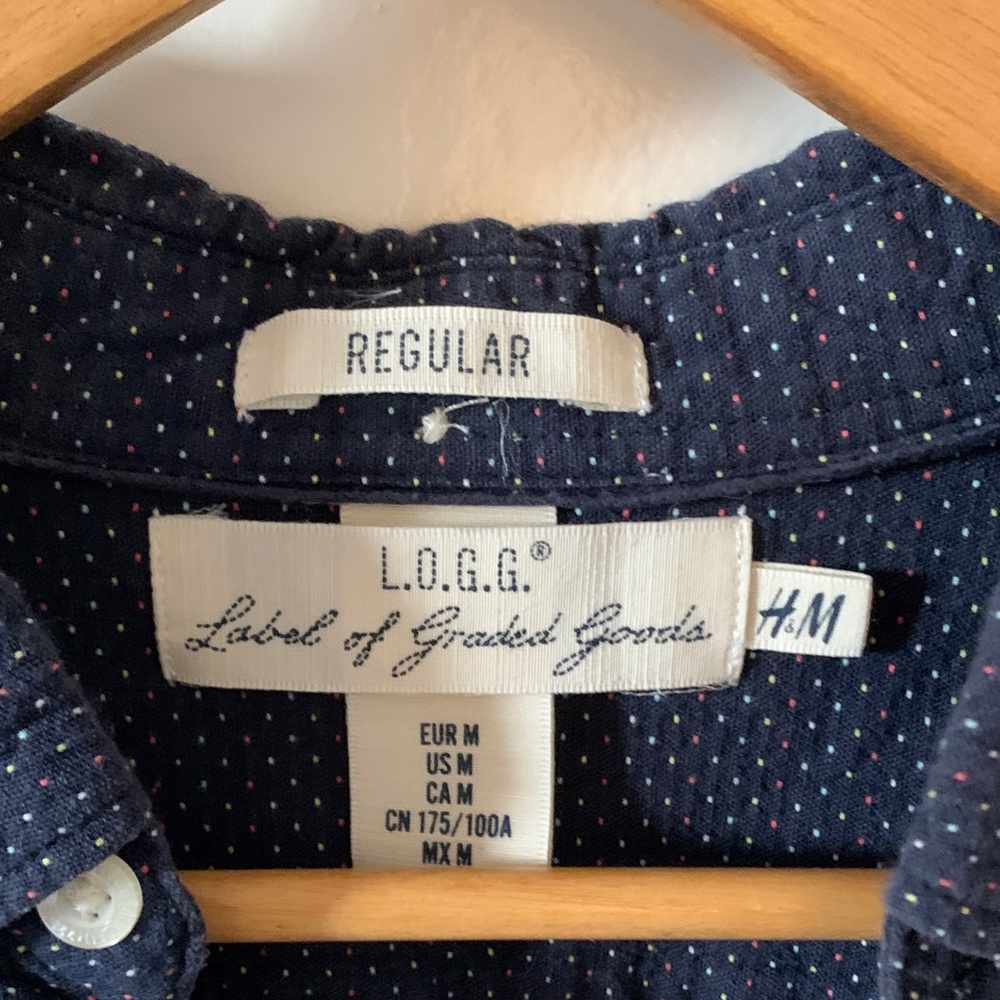 H&M Dark Blue Shirt with Multicolor Dots - Picture 2 of 8